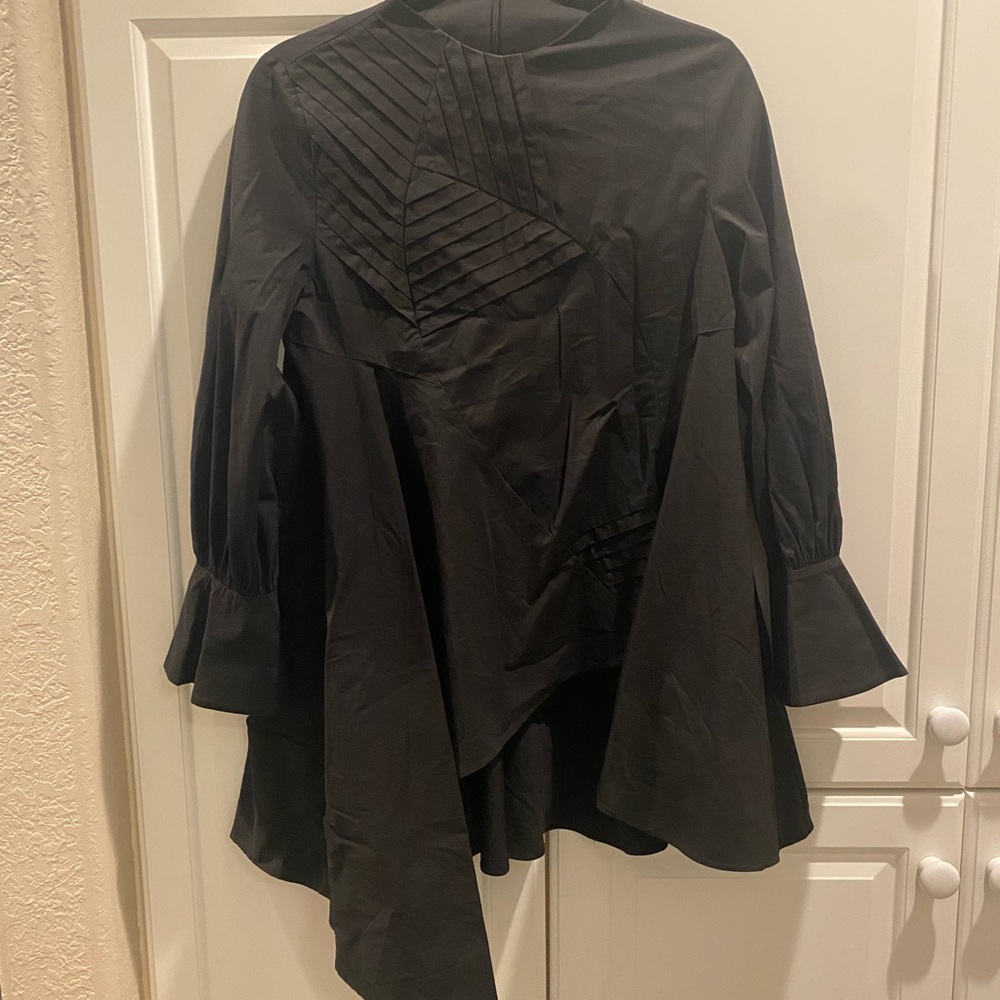 Elegant Black Asymmetrical Blouse